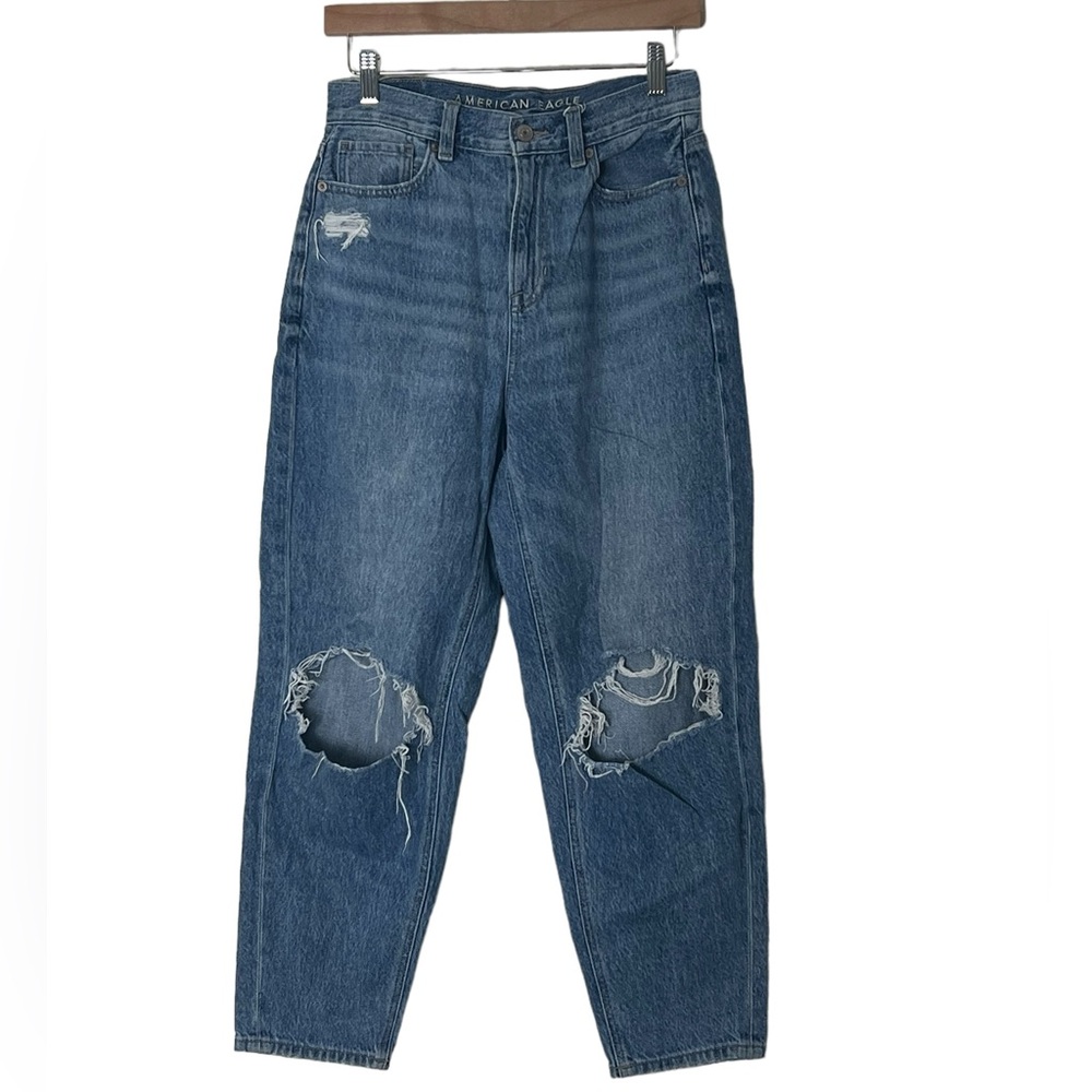 American Eagle | High waist destroyed denim baggy distressed mom jeans s…